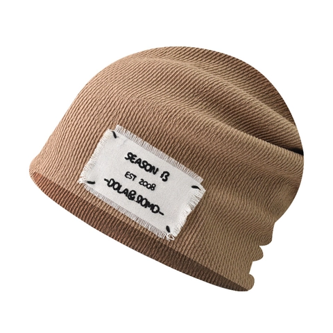 Knitted Beanie Hat Cotton Ribbed Slouchy Skull Cap With Patch Letter Vintage Style Outdoor Warm For Men Women