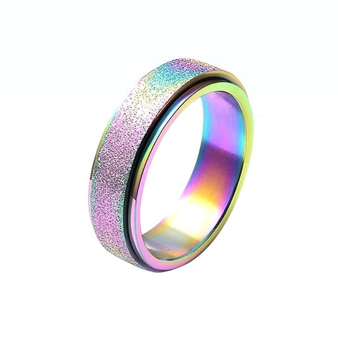 Drehbarer Titanstahl Spinner Ring Für Damen Herren Matt Sand Finish Anti Angst Stressabbau Mode Fingerring Schmuck