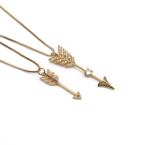Collana Con Ciondolo A Freccia Rame Placcato Oro Zirconia Catena A Maglia Quadrata Gioielli Di Moda Per Donna
