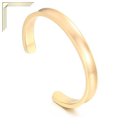 Minimalist Stainless Steel Open Cuff Bracelet Concave Groove Brushed Matte Bangle Hip Hop Jewelry For Men Women