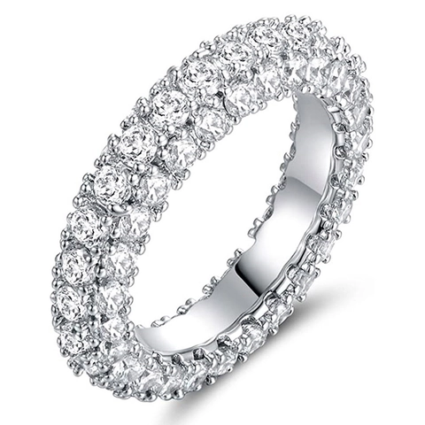 Micro Pave Multi Row Eternity Ring Copper Cubic Zirconia Fashion Hip Hop Ins Style Band Jewelry Women