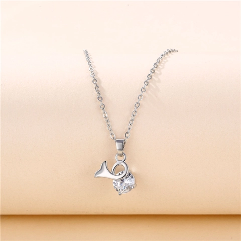 Collana Con Ciondolo A Coda Di Balena In Acciaio Inossidabile Zirconia Gioielli Di Moda Semplici Per Donna
