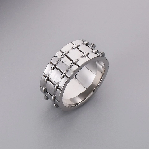 Anillo Punk Vintage Da Uomo In Acciaio Inossidabile Industriale Quadrato Sigillo Fascia Larga Retro Gioielli