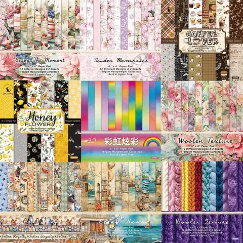 Blocco Carta Scrapbooking Cartoncino Pesante Motivi Floreali Vintage Marmo DIY Album Foto Materiale Per Diari