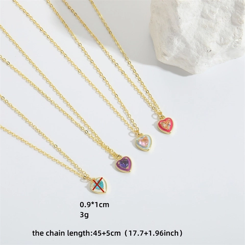 Collana Con Pendente A Cuore Rame Con Zirconia E Smalto Retro Elegante Collana Da Clavicola Per Donna