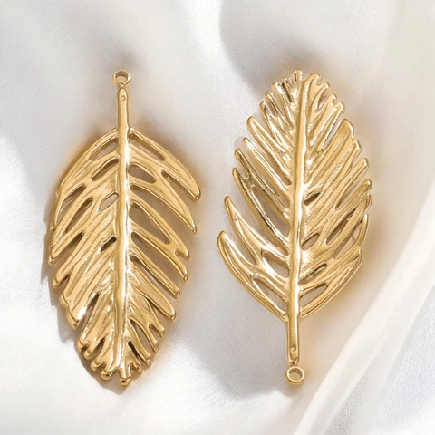 Dije De Hoja Girasol Colgantes De Acero Inoxidable Chapado En Oro De 18K DIY Fabricación Joyas Para Collar
