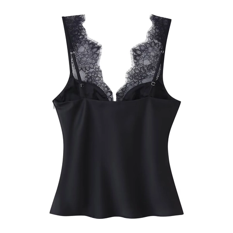 Damen Satin Spitze Cami Top Und Shorts Sexy Tiefer V Ausschnitt Verstellbare Träger Große Schleife Einfarbig Elegante Loungewear