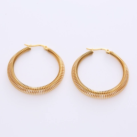Hoop Earrings For Women 316L Stainless Steel 18K Gold Plated Spiral Spring Woven Design Exaggerated Fashion Jewelry