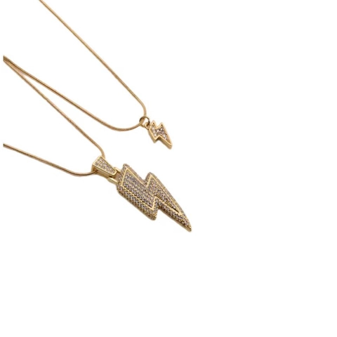 Collana Con Pendente A Fulmine Rame Zirconia Placcato Oro Catena A Serpente Gioielli Di Moda Per Donna