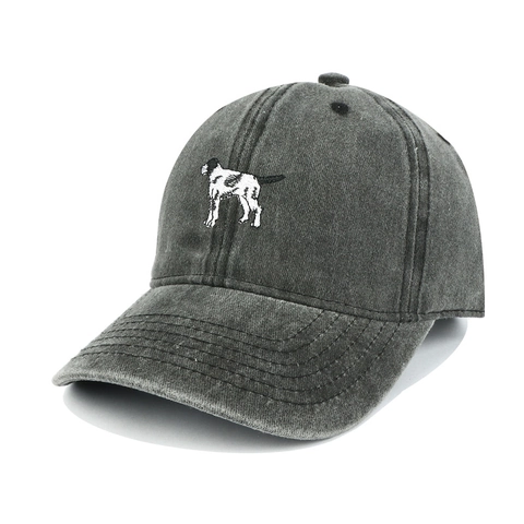 Vintage Gewaschene Baumwolle Baseballkappe Gestickt Hund Tier Muster Verstellbar Soft Top Sonnenhut Für Damen Herren Casual Sport