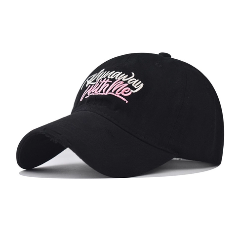 Gewaschene Baumwolle Baseballkappe Distressed Retro Runaway With Me Buchstaben Stickerei Verstellbare Vintage Hut