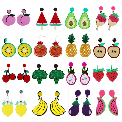 Orecchini Pendenti Frutta Verdura Acrilico Colorato Bizzarro Forma Alimentare Gioielli Per Orecchie Per Donne Ragazze Stile Y2K