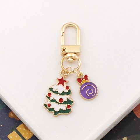 Portachiavi Di Natale Lega Smalto Oro Metallo Ornamento Appeso Vacanze Albero Pupazzo Di Neve Corona Regalo