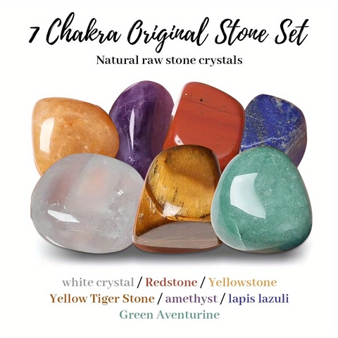 Set de 7 Piedras de Chakra de Cristal Natural Ágata Piedras de Energía Curativa Pulidas Irregulares para Yoga Meditación Hogar Regalo