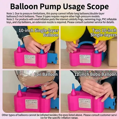Pompe À Ballon Électrique Portable Souffleur À Double Buse Avec Rubans Noueur Clips Pour Décoration De Fête Anniversaire