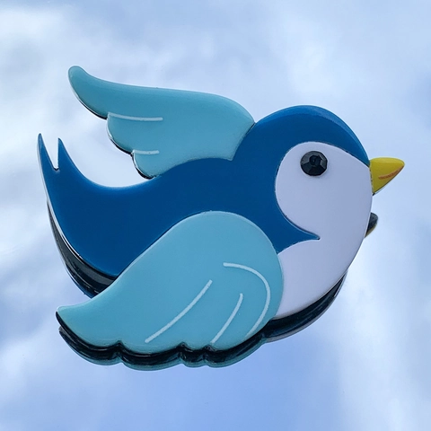 Handmade Cute Acrylic Bird Brooch Animal Fashion Lapel Pin Blue Pink Cartoon Badge Clothing Accessories Jewelry Gift