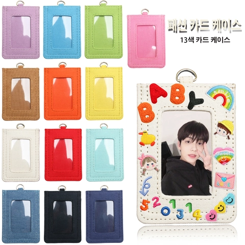 Handmade Canvas ID Card Holder Sleeve With Transparent PVC Window Metal D Ring Minimalist Ins Style For Student Work