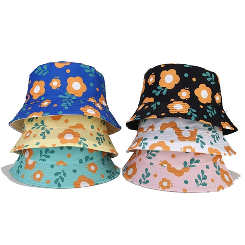 Παιδικό Καπέλο Bucket Cotton Polyester Floral Print Αντηλιακή Προστασία Καλοκαιρινό Υπαίθριο Για Νήπια Αγόρια Κορίτσια