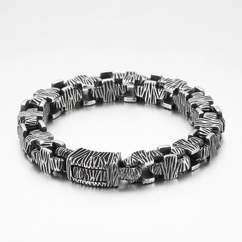 Bracelet Chaîne Croix Pour Homme Acier Inoxydable 316L Texture Roche Vintage Style Industriel Hip Hop Punk Biker