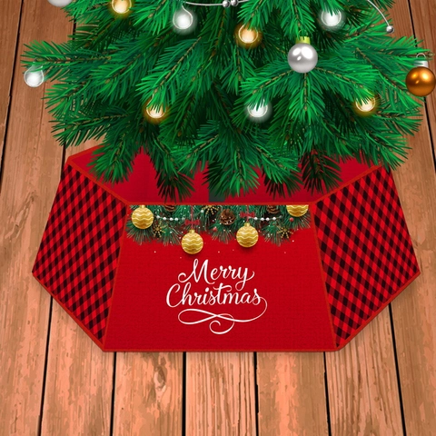 Kerstboomring Non Woven Stof Opvouwbare Basis Decoratie Kerstman Buffalo Plaid Feestelijke Versiering