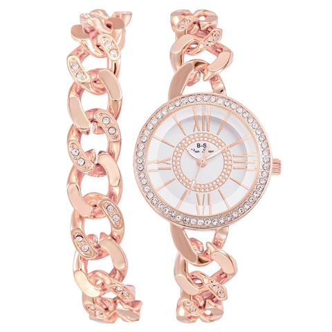 Modische Damen Quarzuhr Und Passendes Panzerketten Armband Luxus Schmuck Geschenk Für Frauen