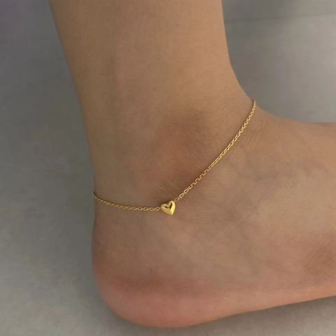 Tobillera Con Colgante De Corazón Acero Inoxidable Minimalista Joyería Para Mujer