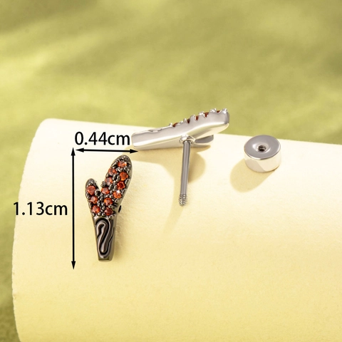 Dragon Horn Wing Cartilage Ear Stud Titanium Steel Micro Pave Zircon Piercing Flat Back Screw Jewelry For Women
