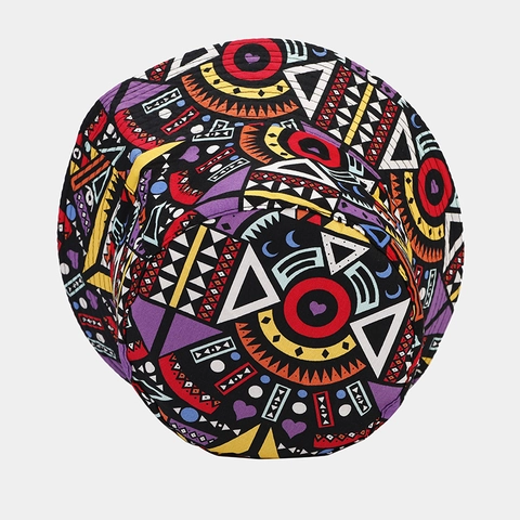 Sombrero De Pescador Con Estampado Geométrico Bohemio Plegable Reversible Protección Solar Exterior Verano Moda Hombres Mujeres