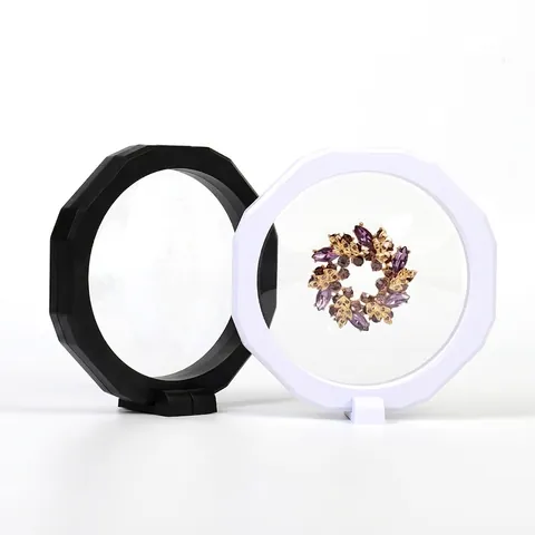 Octagonal 3D Floating Display Frame PE Film Suspension Box For Jewelry Coins Specimens Dustproof Transparent Plastic Holder