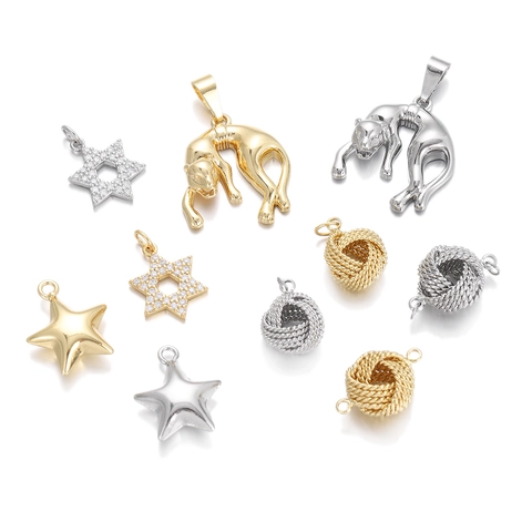 Leopard Star Knot Pendants Copper 18K Gold Plated DIY Jewelry Making Charms For Necklace Bracelet Vintage Accessory