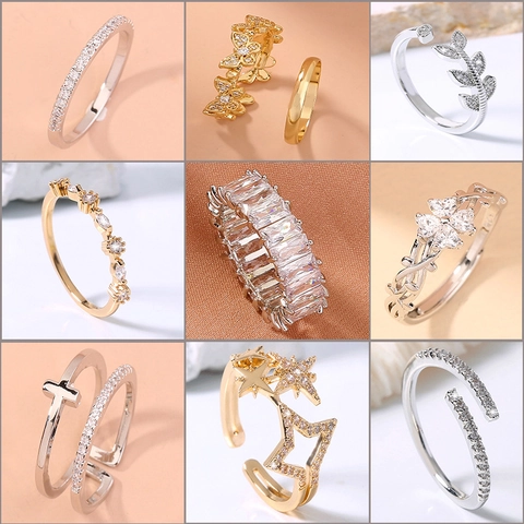 Anelli In Rame E Zircone Da Donna Moda Farfalla Stella Croce Micro Intarsio Zirconia Gioielli Per Dita Elegante