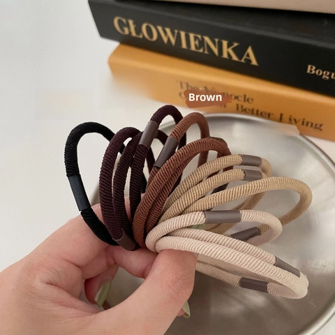 Minimalist Solid Color Elastic Hair Ties High Stretch Ponytail Holder Handmade Ribbed Hair Bands Accessories For Women Girls