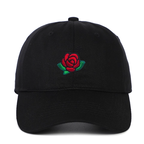 Cappello Da Baseball In Cotone Con Ricamo Di Fiori Di Rosa Top Morbido Regolabile Casual