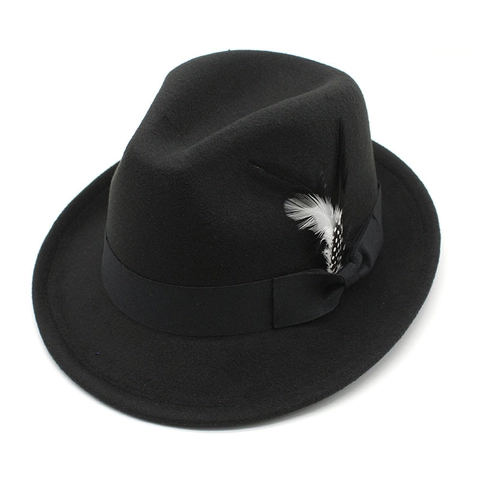 Chapeau Fedora Feutre Ruban Plume Style Jazz Vintage Accessoires Élégants Pour Hommes