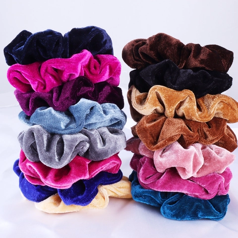 Velvet Hair Scrunchies Soft Elastic Hair Ties Solid Color Large Hair Bands For Women Girls Daily Styling