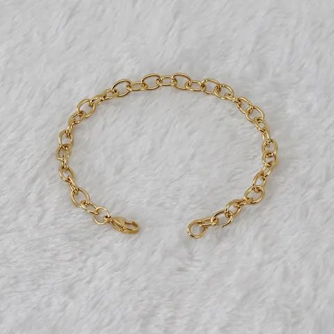 Bracelet À Maillons Ovales Acier Inoxydable Plaqué Or 18K Bijoux Géométriques Minimalistes