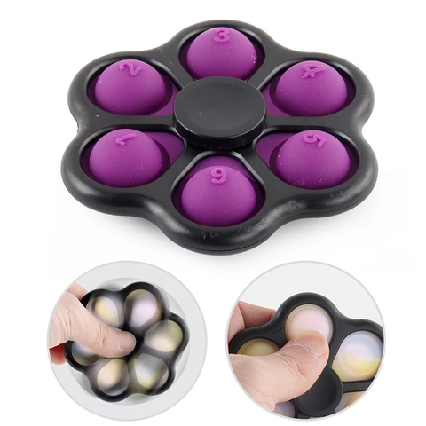 Finger Spinner Pop Fidget Toy Stress Relief Sensory Toy Flower Shape Number Learning Plastic Silicone For Kids Adults