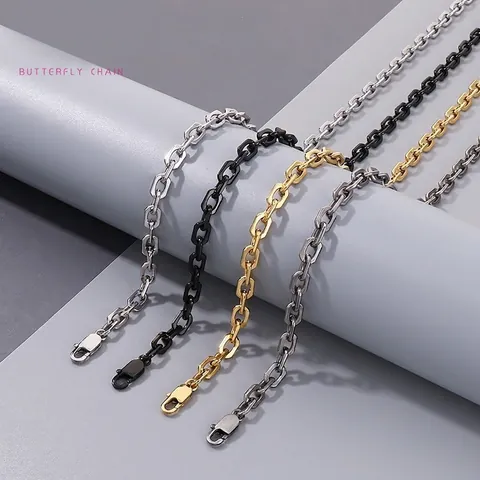 Geometric Cut-Edged O-Link Chain Necklace And Bracelet Stainless Steel Industrial Minimalist Jewelry Men Women