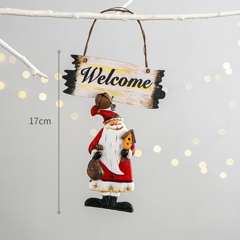 Weihnachtsmann Welcome Schild Hängeornament Harz Retro Festliche Weihnachtsbaum Dekoration Haus Tür Wanddekor Neuheit