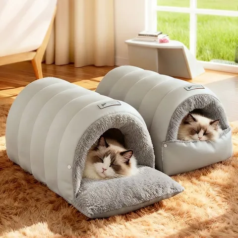 Sacco A Pelo Semicchiuso Per Animali Domestici Letto Per Gatti Design Tunnel In Pile Di Velluto Spesso Per Cani Piccoli