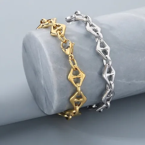 Hohl Geometrisch H Glied Edelstahl Kette Armband Mode Schmuck Für Männer Und Frauen Gold Silber Vergoldet
