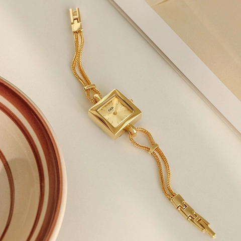 Elegant Women Quartz Watch Vintage Square Dial Alloy Braided Chain Bracelet Watch Fashion Jewelry Timepiece For Ladies