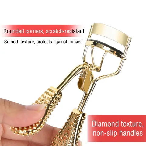 Rizador De Pestañas Profesional Acero Al Carbono Diamante Mango Antideslizante Gran Angular Herramientas De Maquillaje