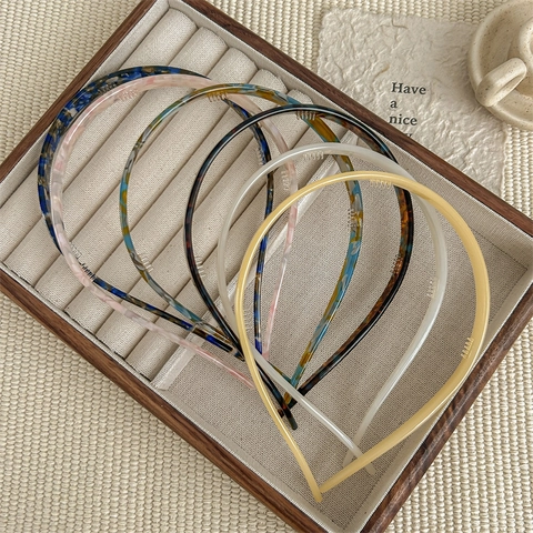 Diadema De Acetato Para Mujeres Vintage Carey Patrón De Mármol Antideslizante Banda De Pelo Con Dientes Accesorios Elegantes