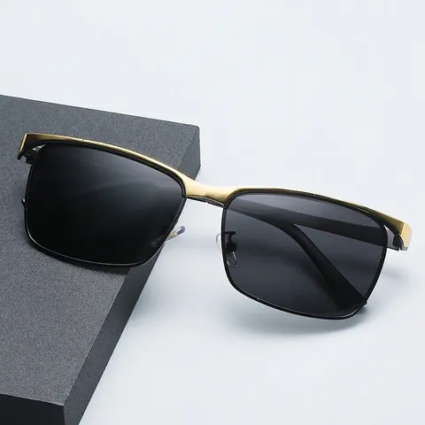 Fashion Polarized Sunglasses For Men Retro Square Metal Frame UV400 Protection Driving Outdoor Sport Eyewear