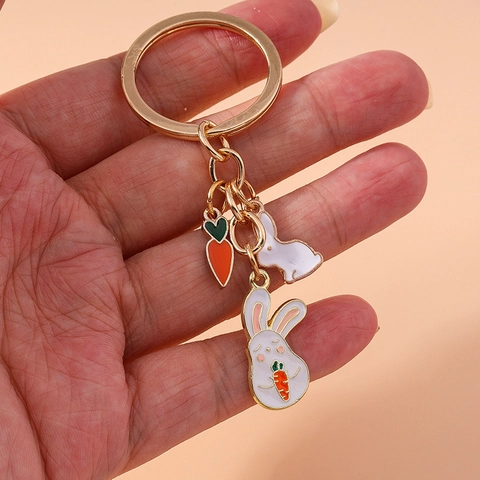 Llavero Creativo de Animales de Dibujos Animados Esmalte Conejo Perro Rana Pato Colgante Aleación de Zinc Llavero de Moda Para Bolso Mujer Niños