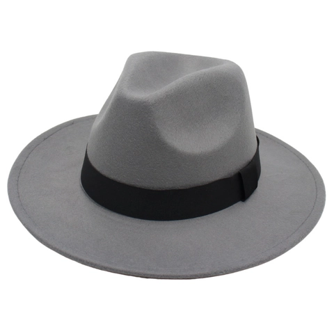 Classic Cotton Fedora Hat With Black Ribbon Wide Brim Jazz Cap For Men Women Casual Party Sunshade Breathable Vintage Felt Style