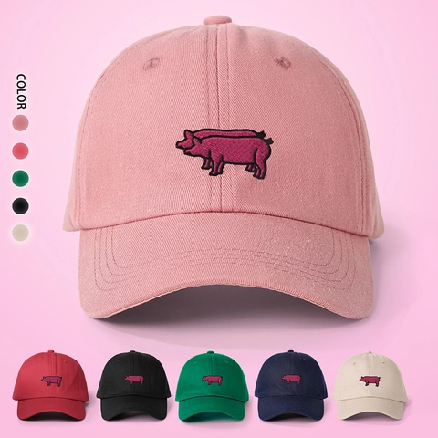 Gorra De Béisbol Bordado Cerdo Lindo Ajustable Protección Solar Sombrero Deportivo Casual