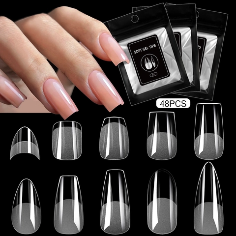 Juego de Puntas de Uñas de Soft Gel Profesionales Ultrafinas sin Rastro Mate Cobertura Completa para Manicura DIY Mujer