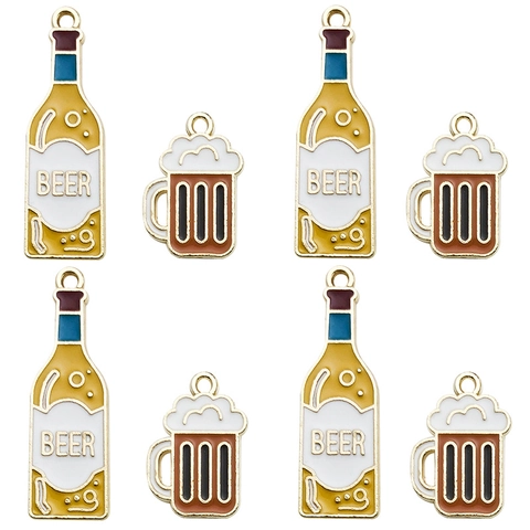 Ciondoli Pendenti Boccale Di Birra Bottiglia Lega Smalto Per Creazione Di Gioielli DIY Collane Bracciali Orecchini Stile Cartone Animato